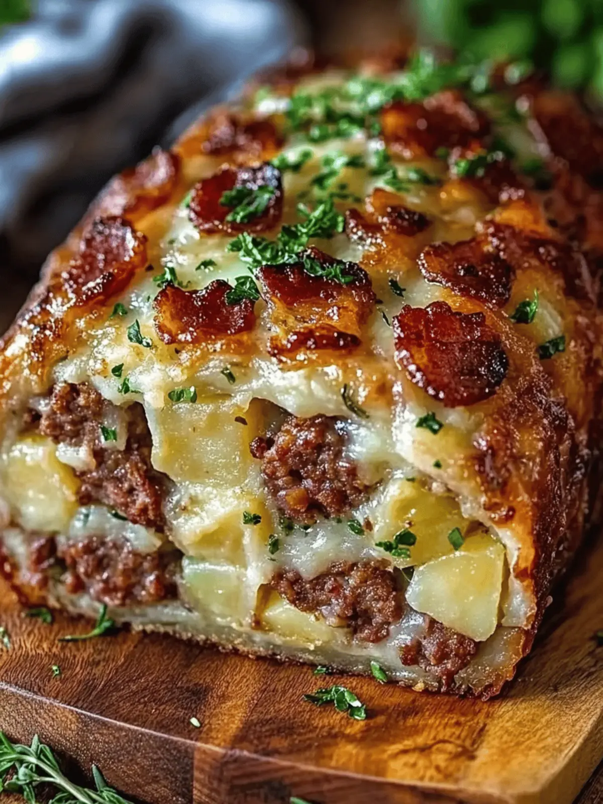 Bacon and Sausage-Stuffed Potato Loaf
