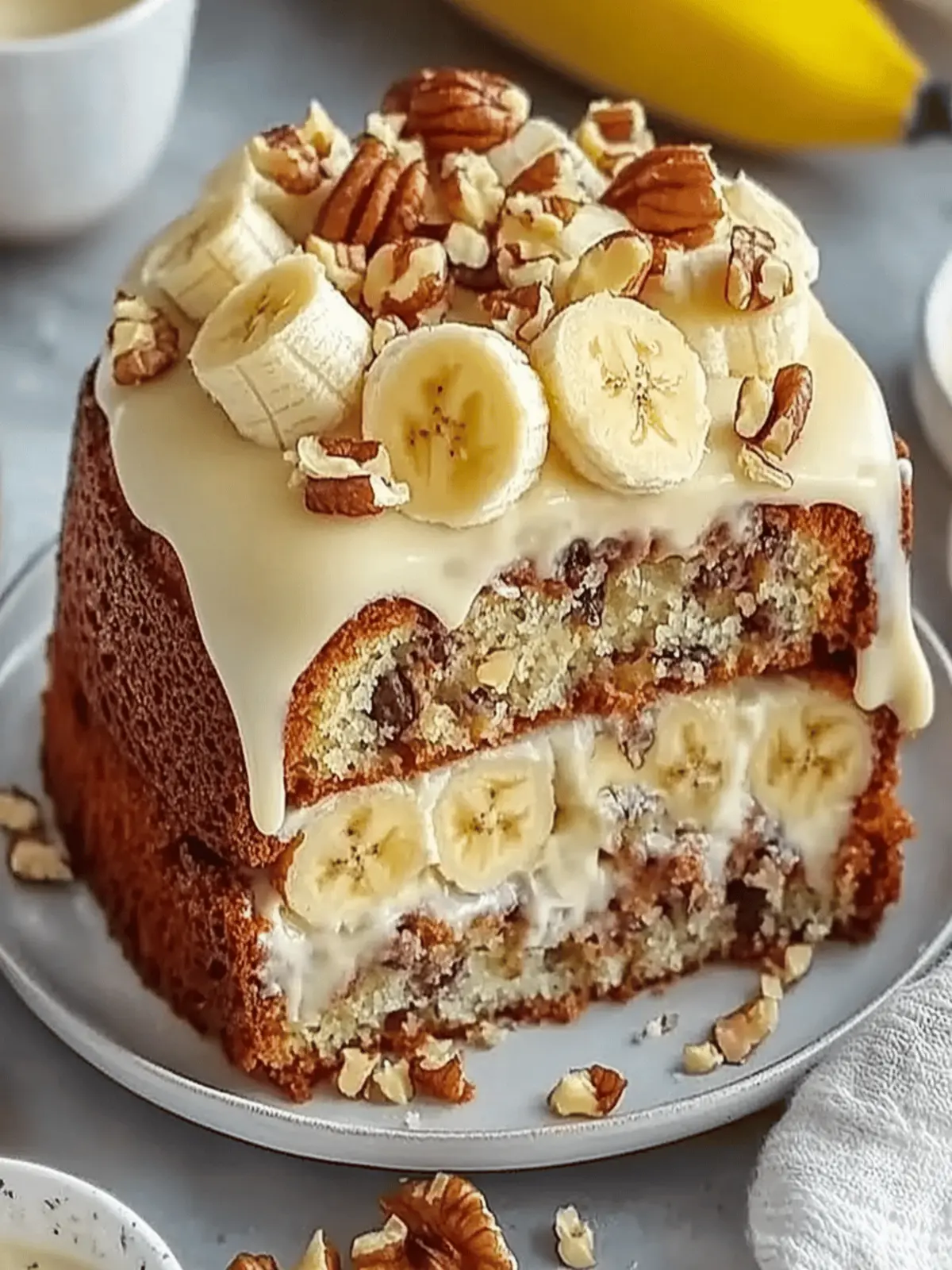 Luscious Vanilla Banana Walnut Cake