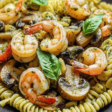 Pesto Shrimp Mushroom Pasta: Quick Gourmet Dinner Delight 9 Pesto Shrimp Mushroom Pasta