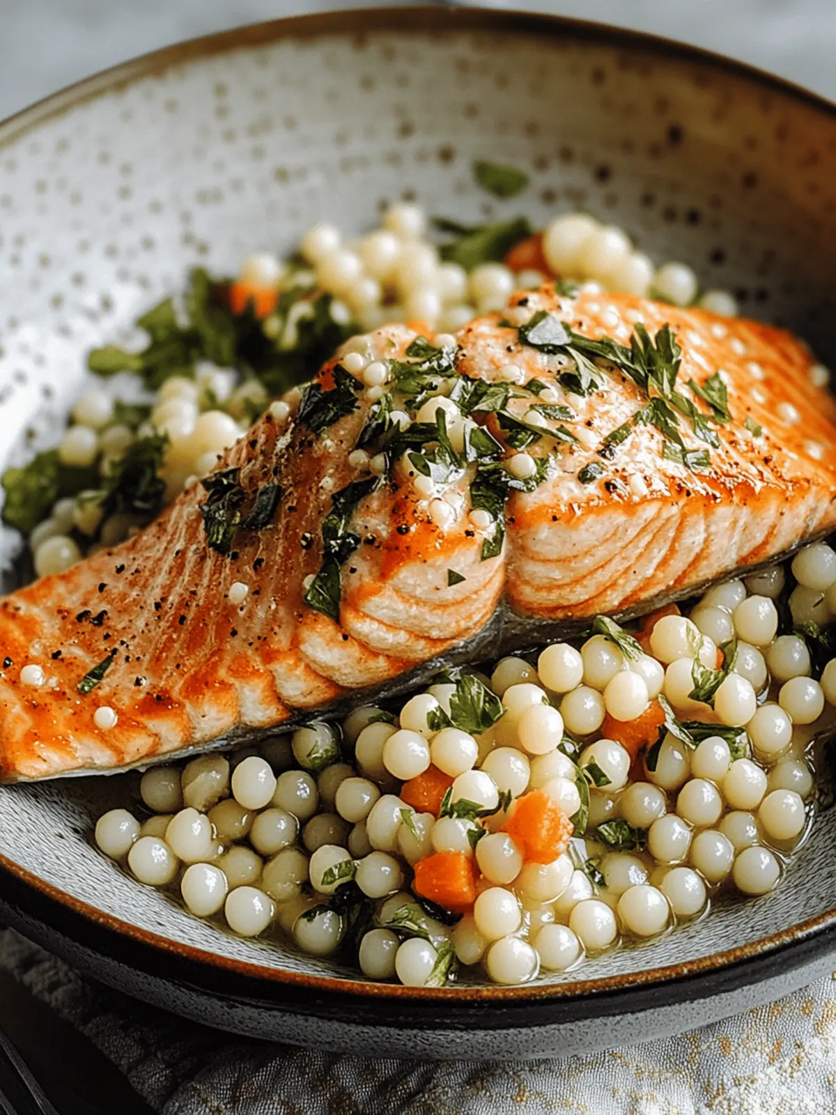 Pearl Couscous and Salmon