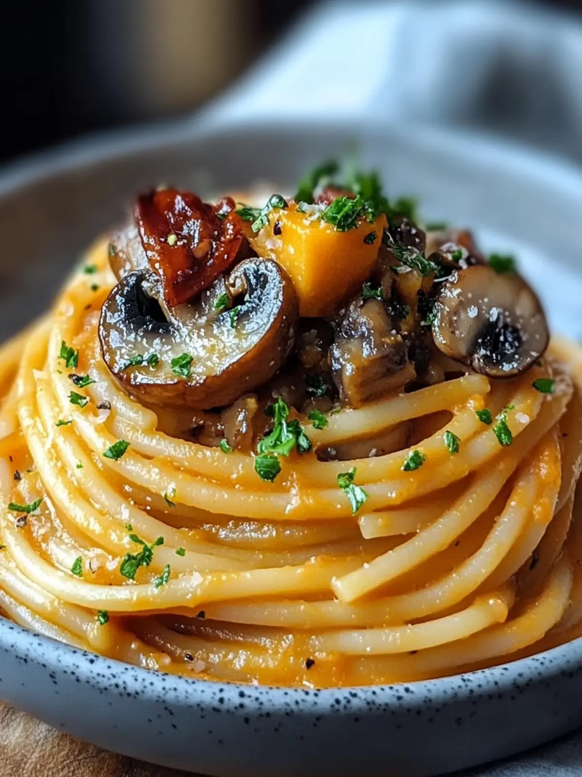 Pumpkin & Mushroom Spaghetti