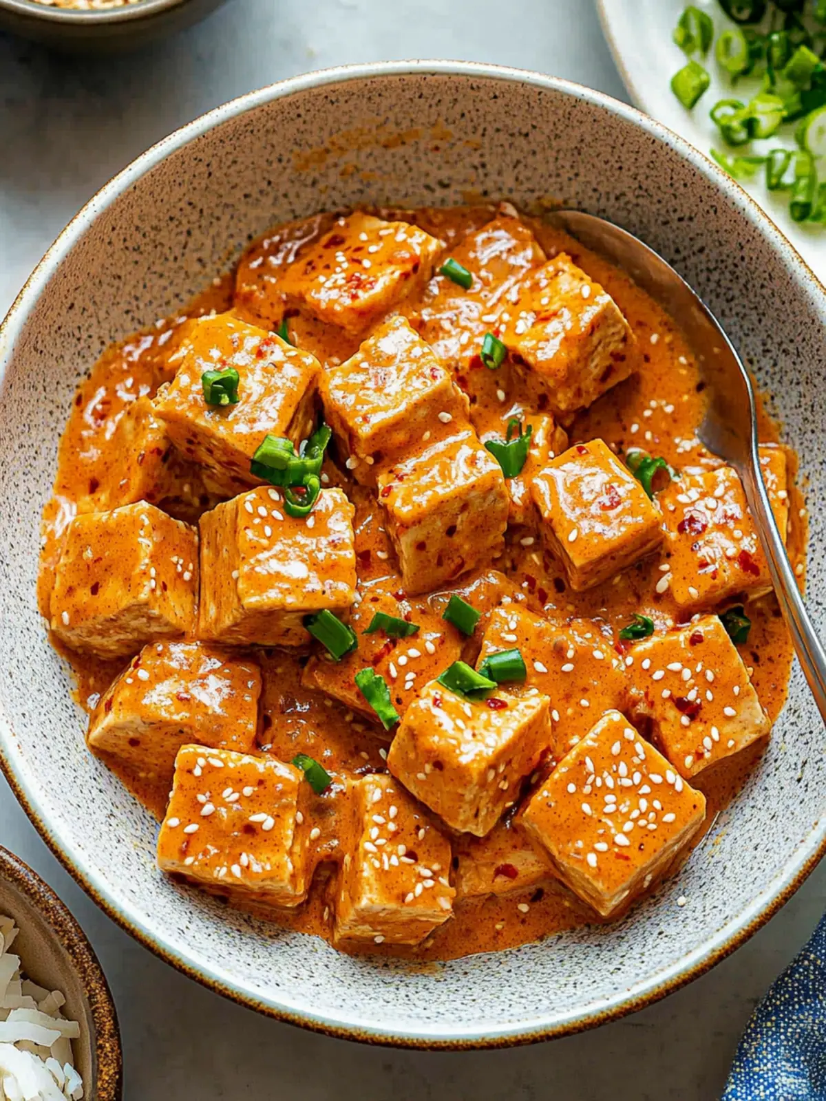 Spicy Tofu with Creamy Coconut Sauce