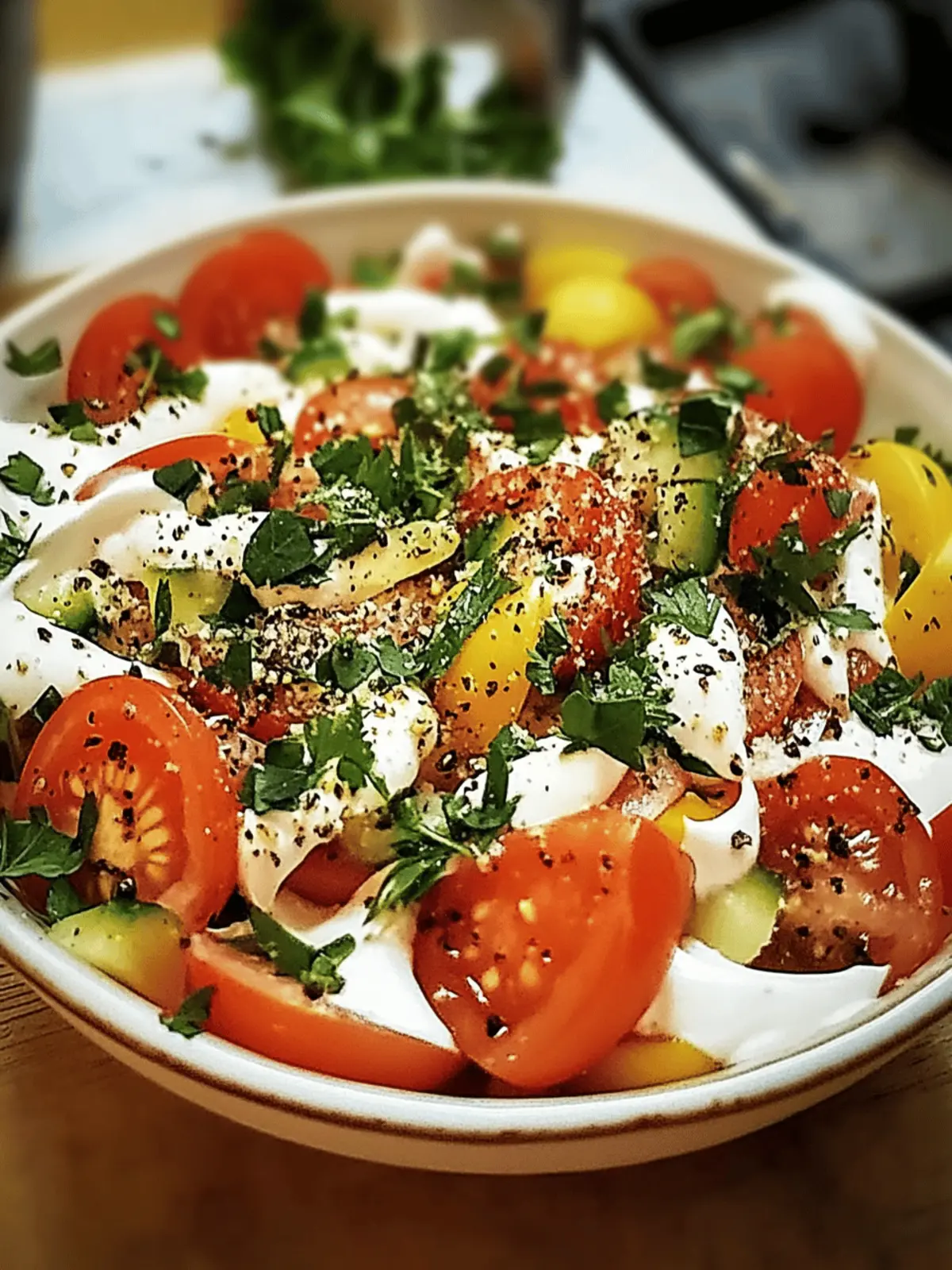 Creamy Tomato Garlic Salad