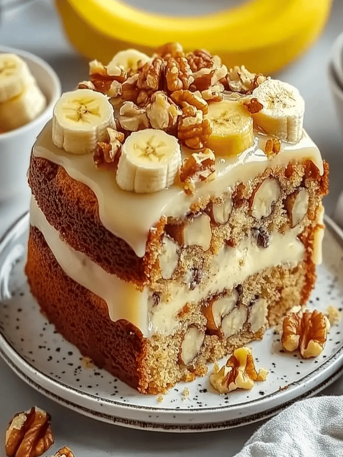 Luscious Vanilla Banana Walnut Cake