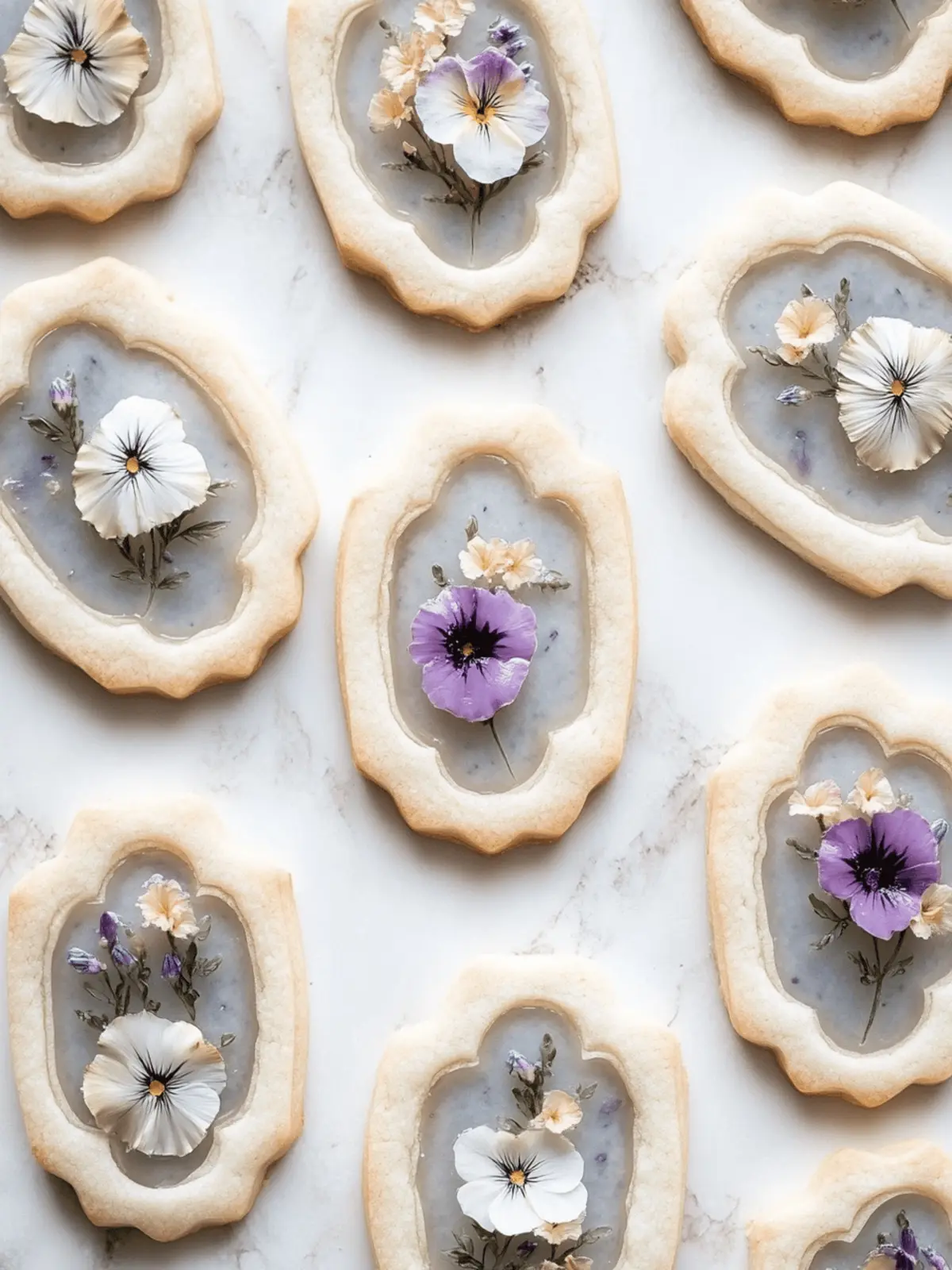Grey Stained Glass Floral Cookies