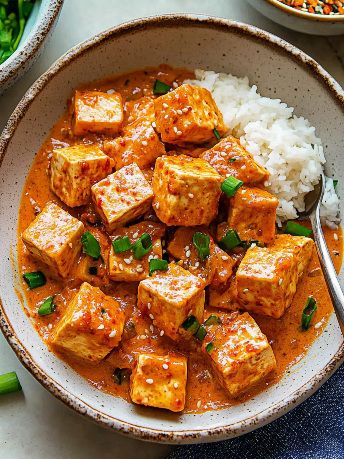 Spicy Tofu with Creamy Coconut Sauce
