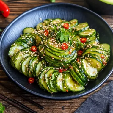 Asiatischer Gurkensalat mit Chili & Sesam