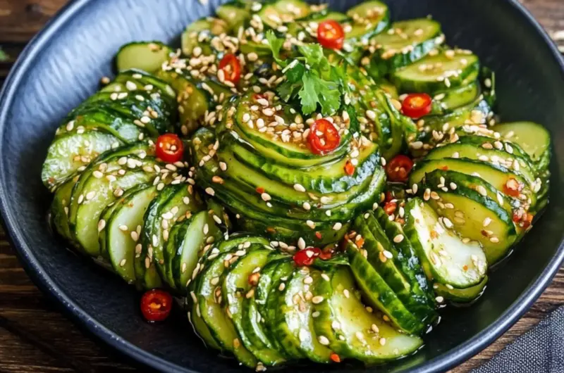 Asiatischer Gurkensalat mit Chili & Sesam