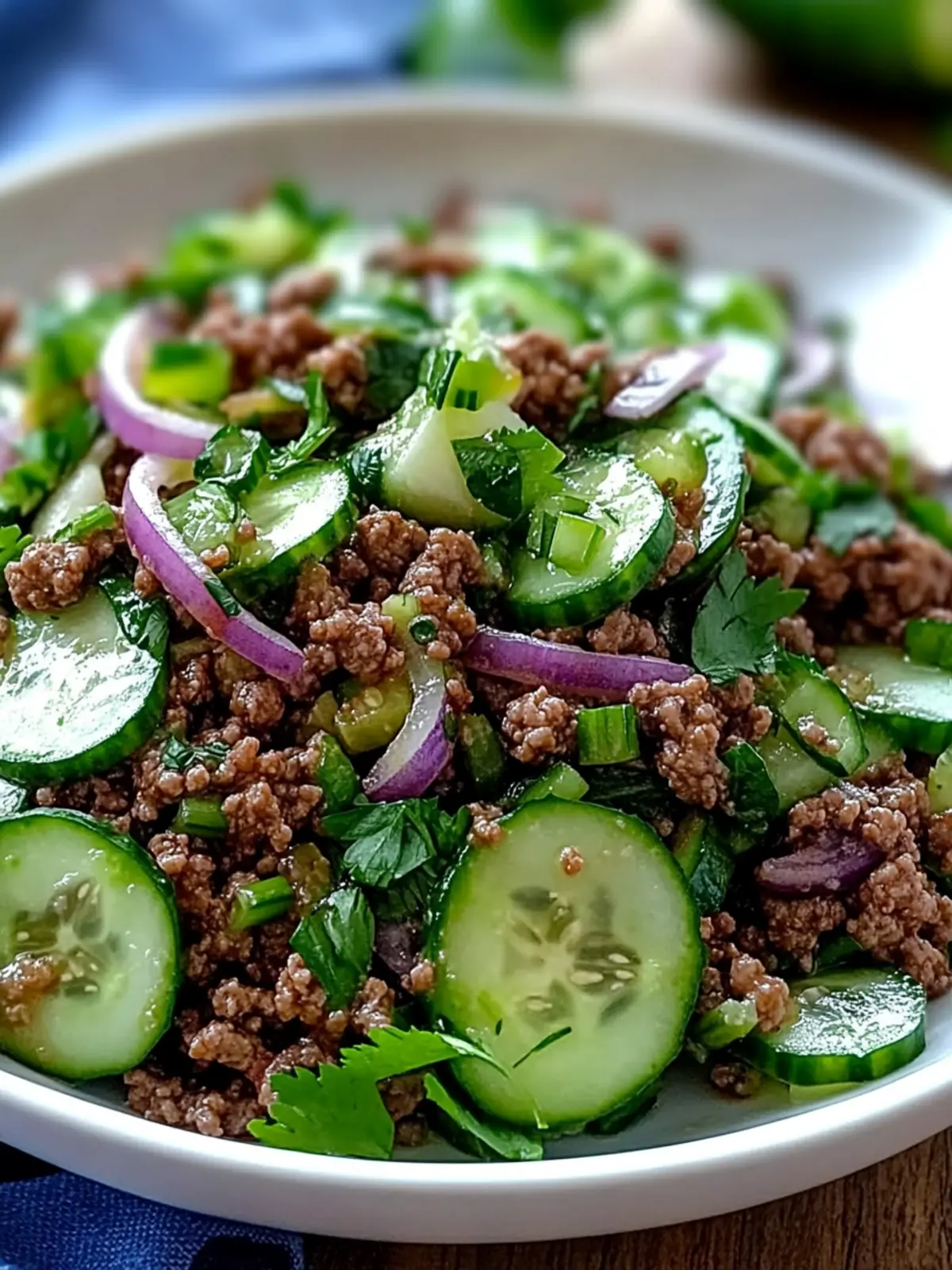 Savory Ground Beef with Cucumber Salad in 25 Minutes! 3 Ground Beef with Cucumber Salad