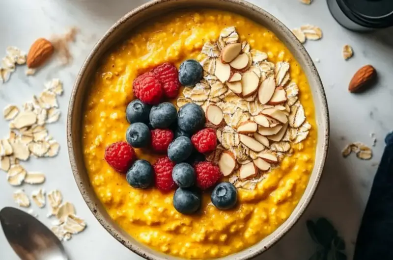 Turmeric Oatmeal with Almonds
