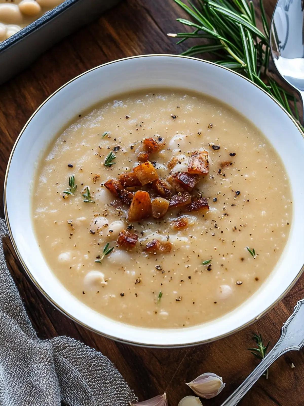 Roasted Garlic White Bean Soup