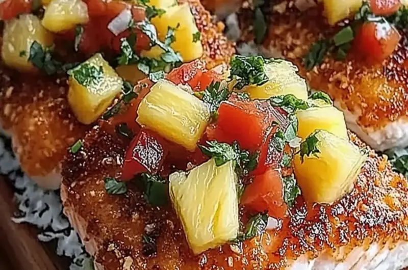Coconut Crusted Salmon with Pineapple Salsa