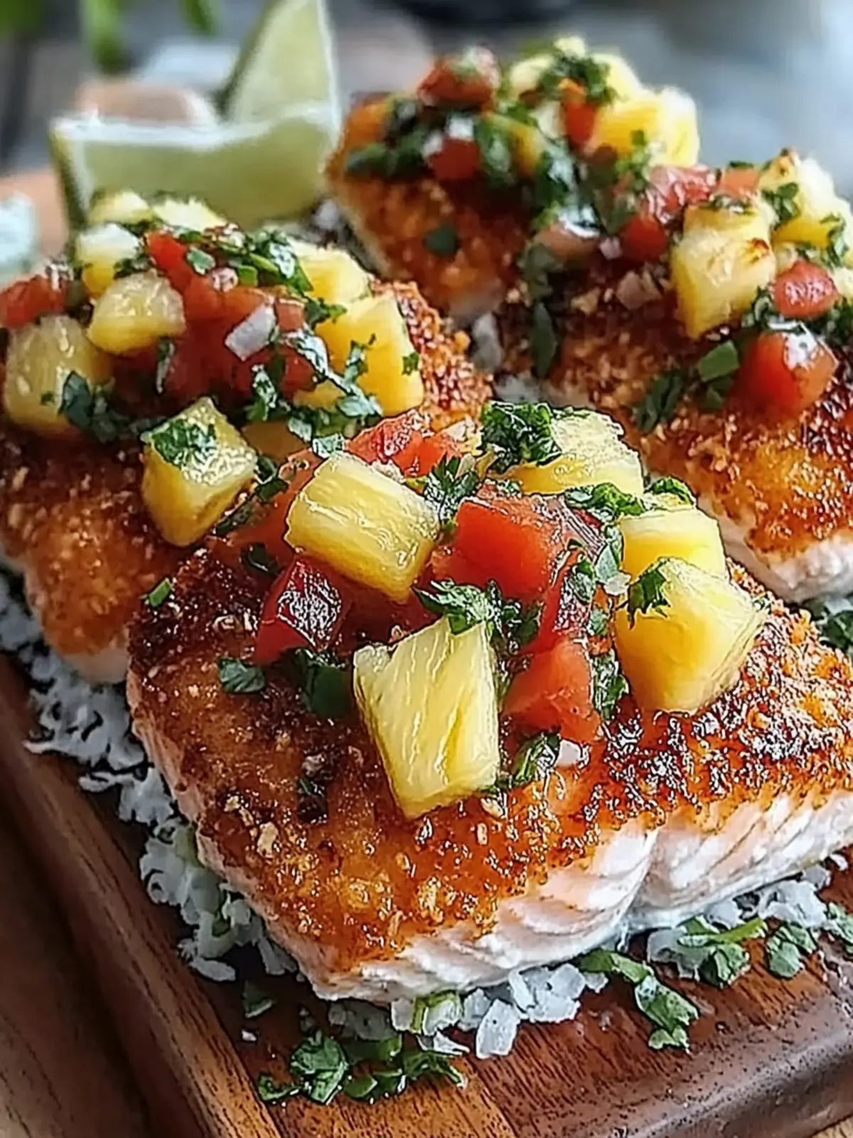 Coconut Crusted Salmon with Pineapple Salsa