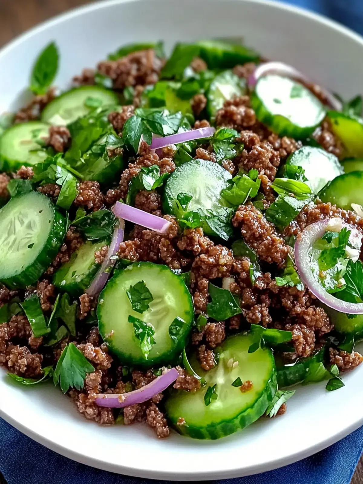 Savory Ground Beef with Cucumber Salad in 25 Minutes! 5 Ground Beef with Cucumber Salad