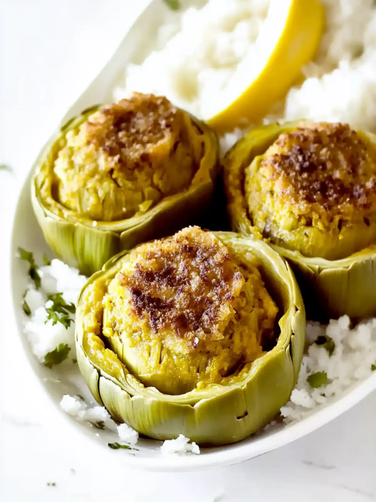 Irresistible Stuffed Artichoke Bottoms with Savory Meat Filling 5 Stuffed Artichoke Bottoms