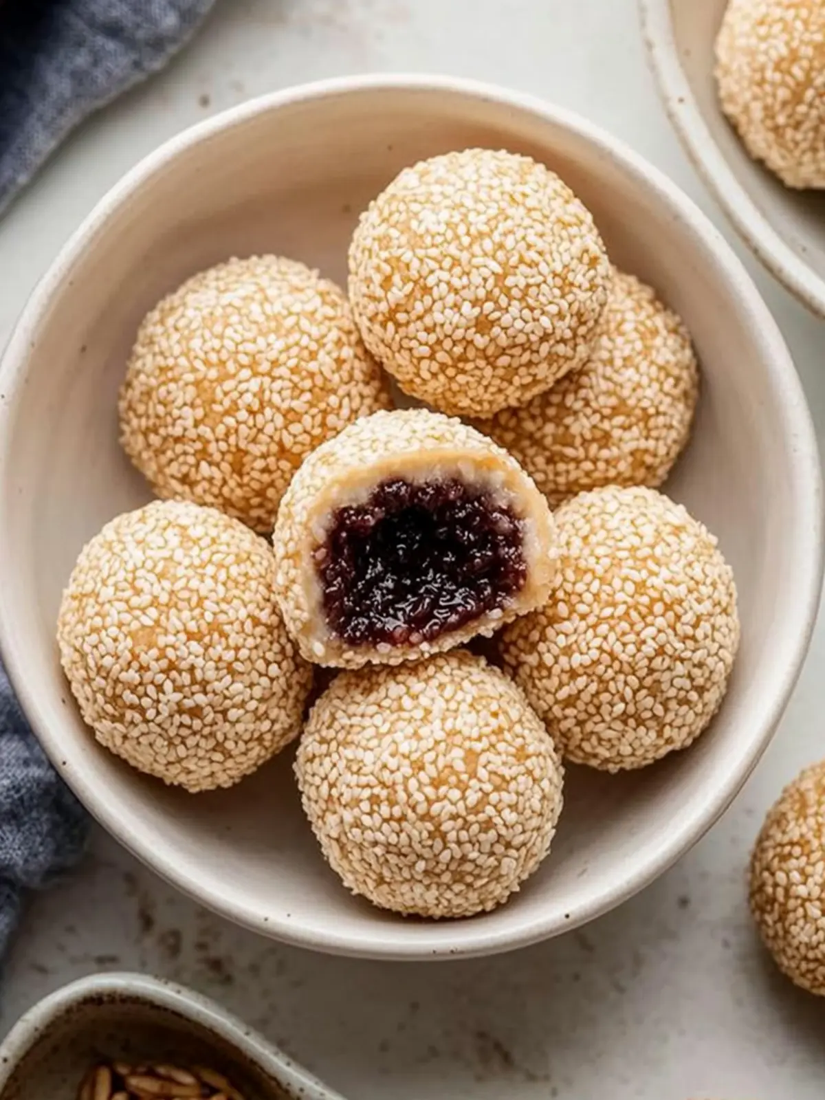 Delicious Sesame Balls with Red Bean Paste You’ll Love 2 Sesame Balls with Red Bean Paste
