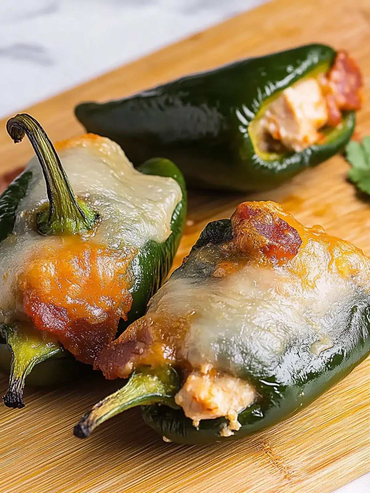 Cheesy Chicken Stuffed Poblano Peppers