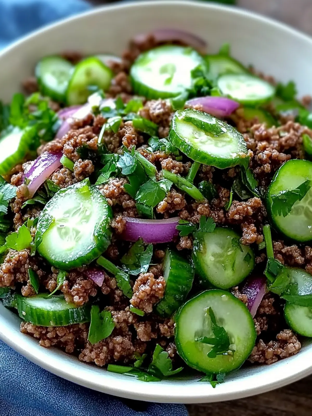 Savory Ground Beef with Cucumber Salad in 25 Minutes! 2 Ground Beef with Cucumber Salad