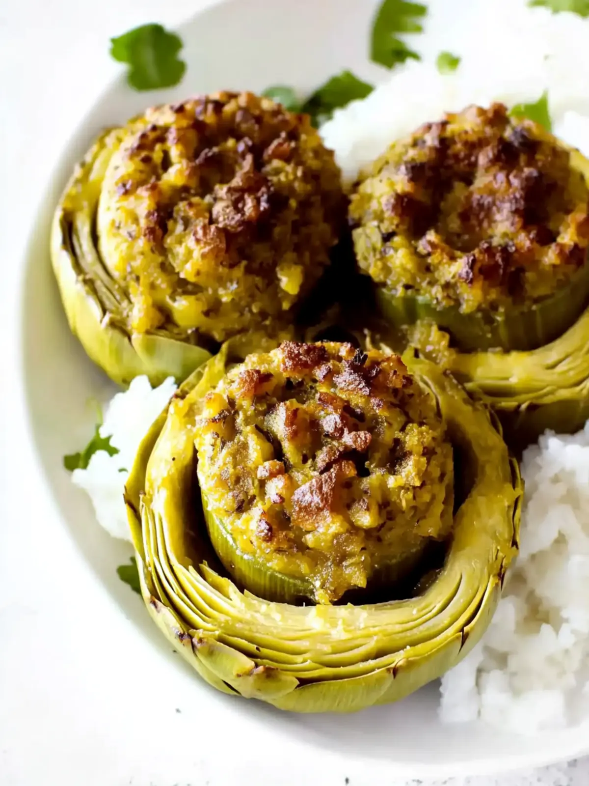 Irresistible Stuffed Artichoke Bottoms with Savory Meat Filling 2 Stuffed Artichoke Bottoms