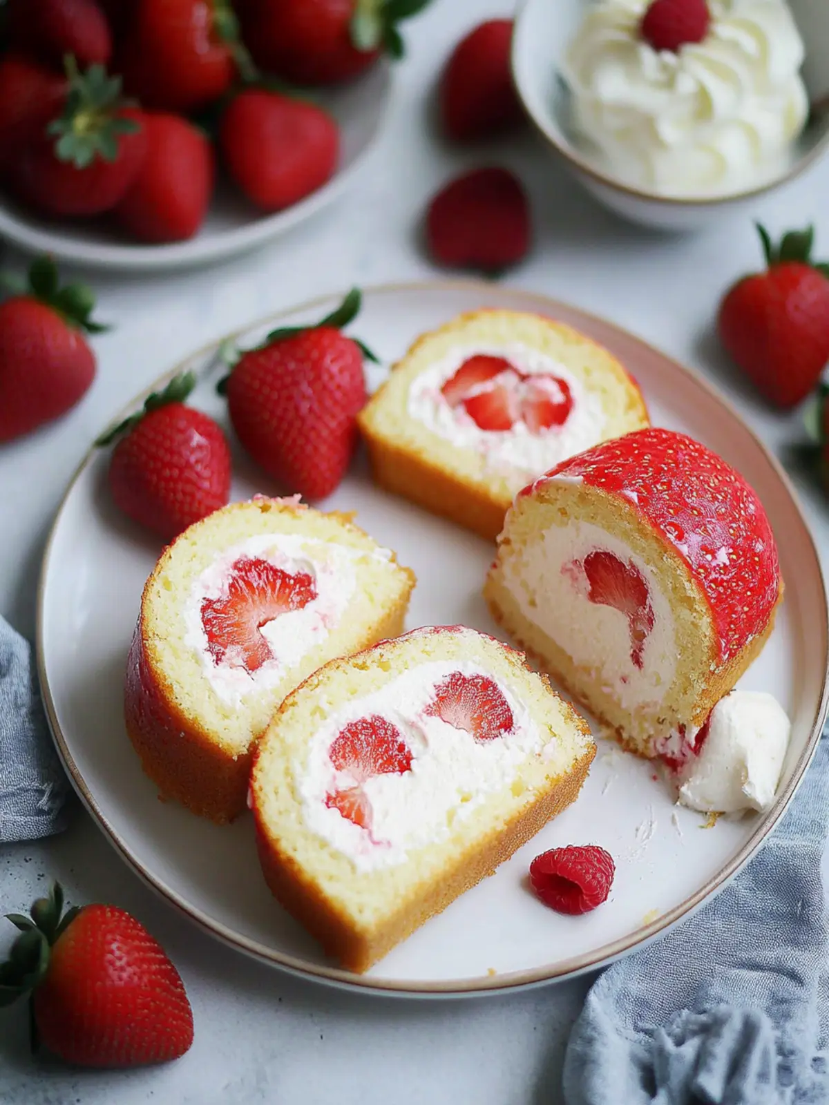 Delicious Strawberry and Cream Japanese Cake Roll Recipe 2 Strawberry and Cream Japanese Cake Roll