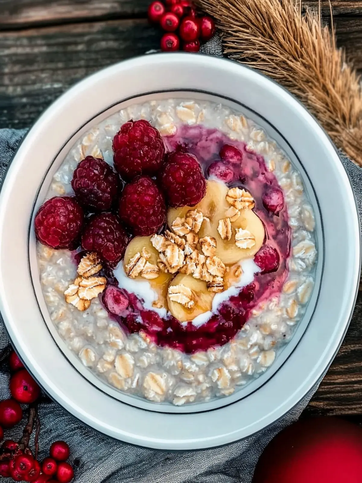 Cozy Christmas Oats Porridge with Cranberry Bliss and Crunch 5 Christmas Oats Porridge