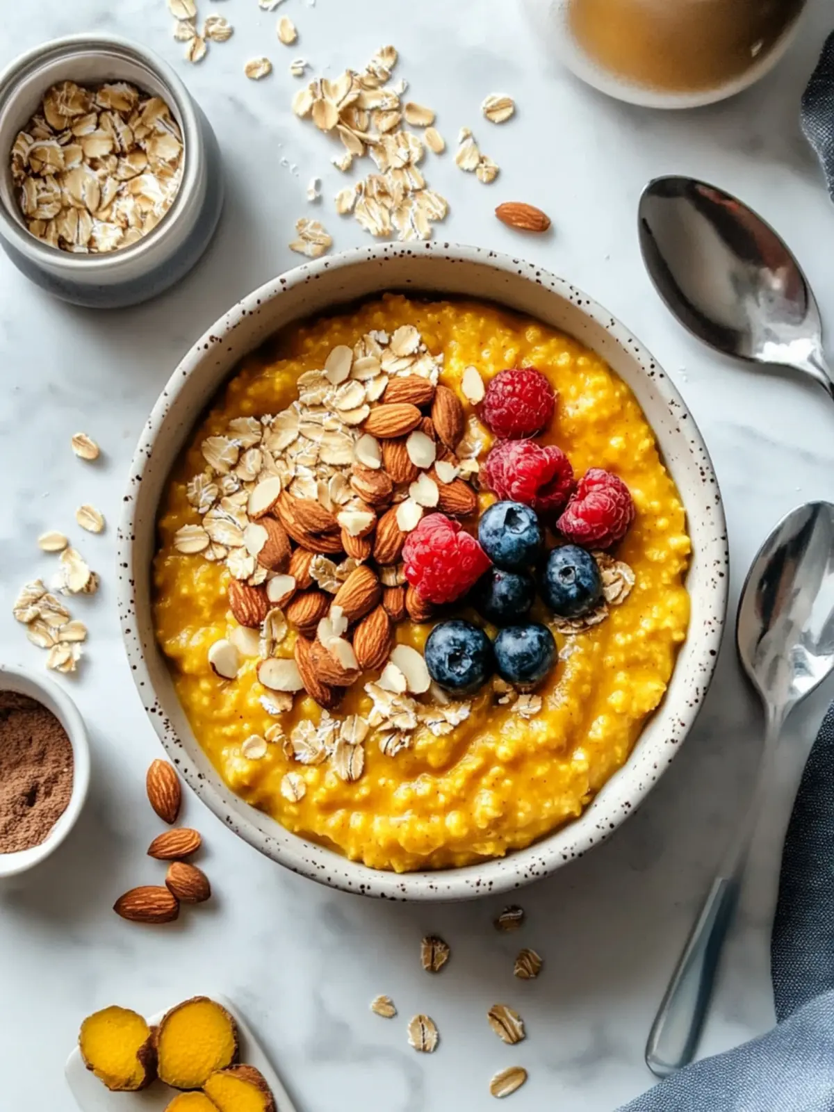 Transform Your Mornings with Turmeric Oatmeal and Almonds 2 Turmeric Oatmeal with Almonds