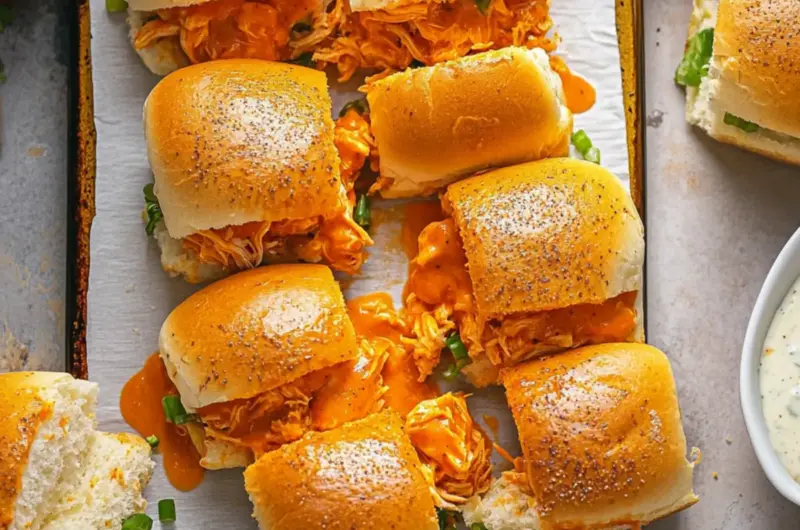 Sheet Pan Buffalo Chicken Sliders