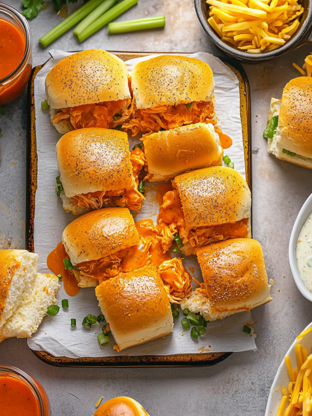 Sheet Pan Buffalo Chicken Sliders for Epic Snack Nights 5 Sheet Pan Buffalo Chicken Sliders