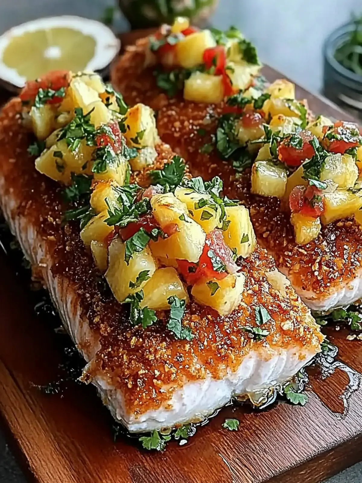 Coconut Crusted Salmon with Pineapple Salsa