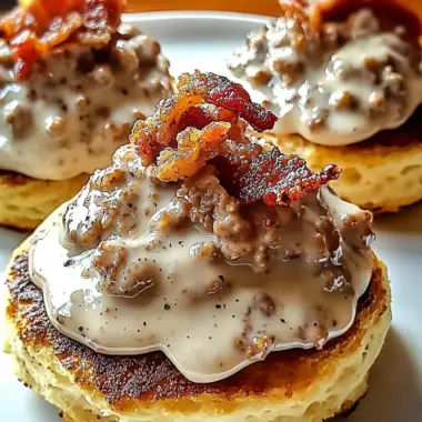 Crispy Bacon Sausage Gravy Chaos Biscuits