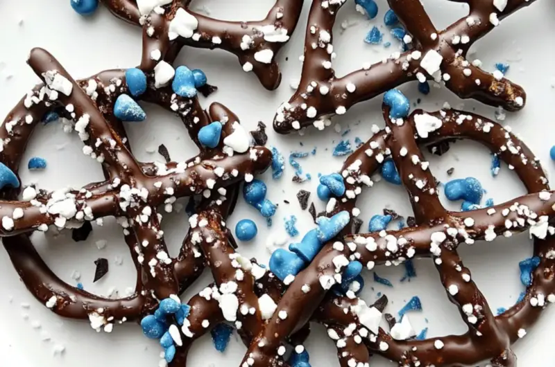 Hanukkah Chocolate Pretzels