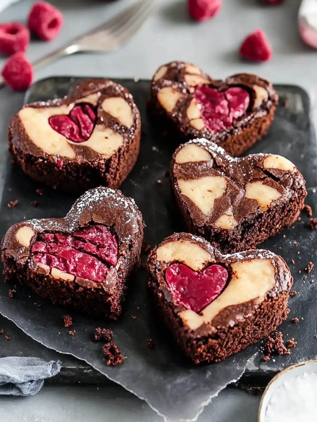 Irresistible Heart Shaped Brownies with Raspberry Swirl 2 Heart Shaped Brownies