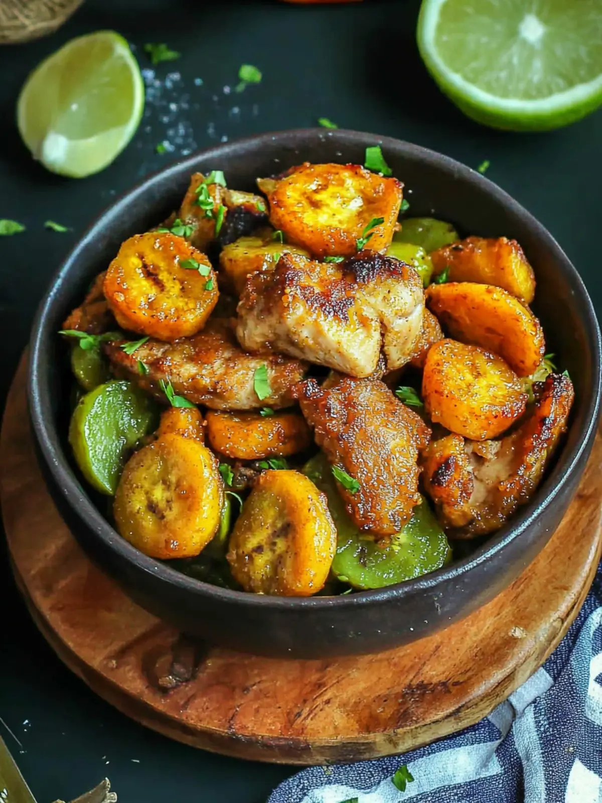 Fried Plantains and Poulet DG: A Tasty Home-Cooked Delight 3 Fried Plantains with Poulet DG