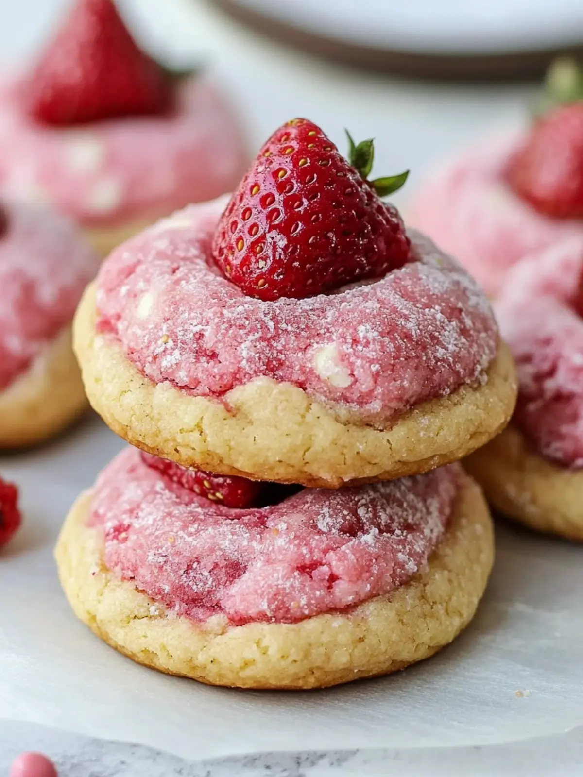 Deliciously Soft Strawberry Kiss Cookies with a Chocolate Heart 4 Strawberry Kiss Cookies