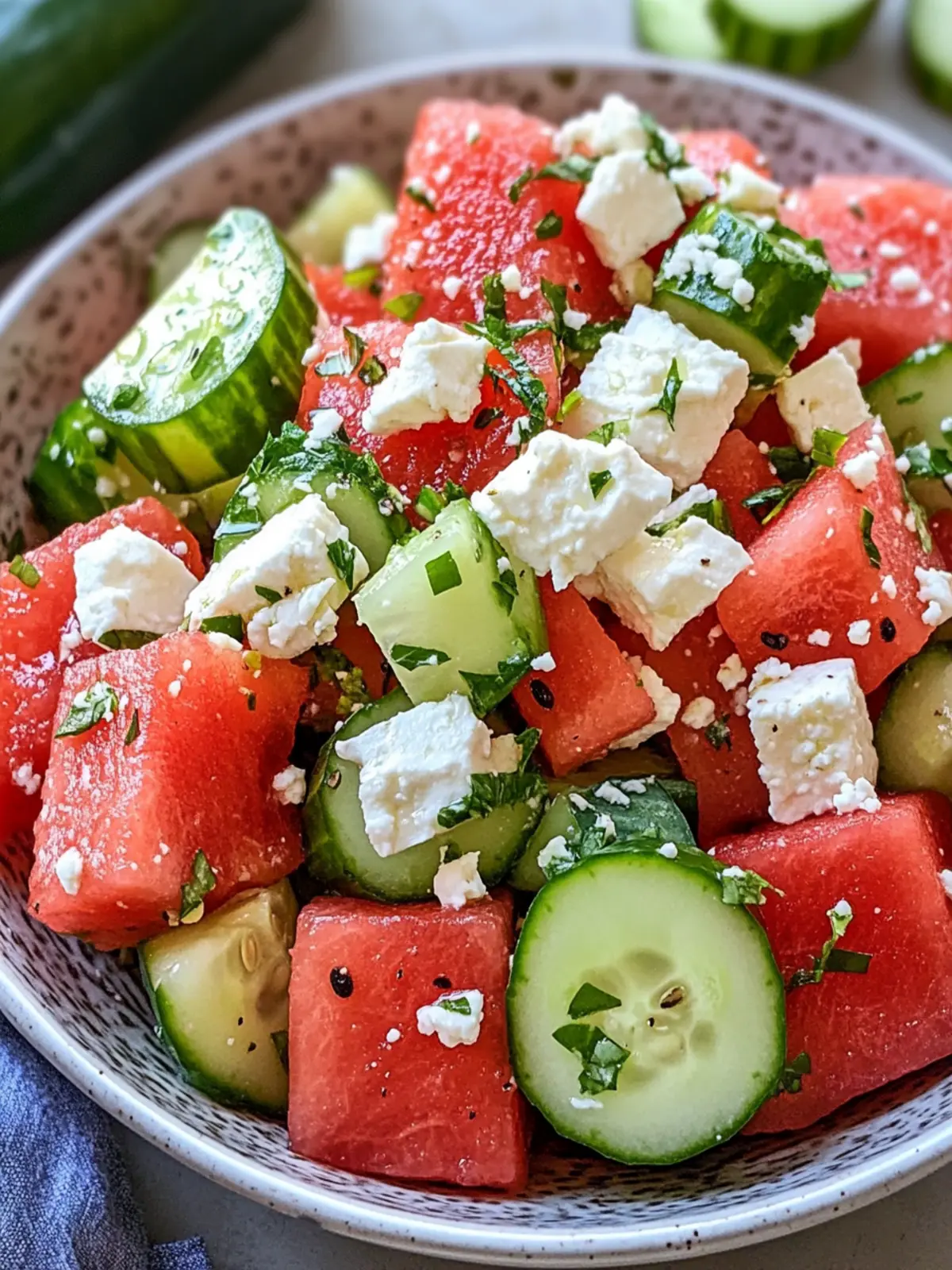 Refreshing Watermelon with Cucumber and Feta Salad Delight 5 Watermelon with Cucumber and Feta Salad