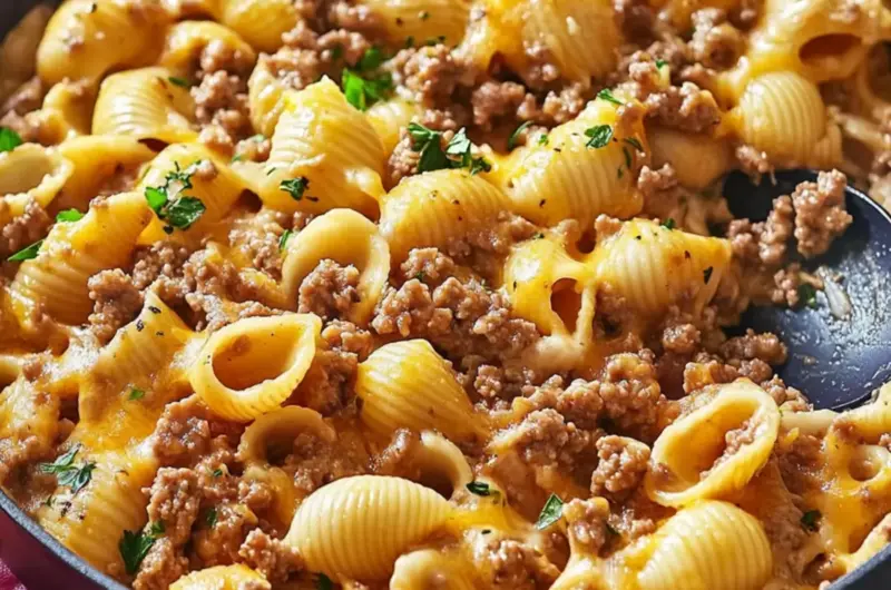 Cheesy Ground Beef And Shells