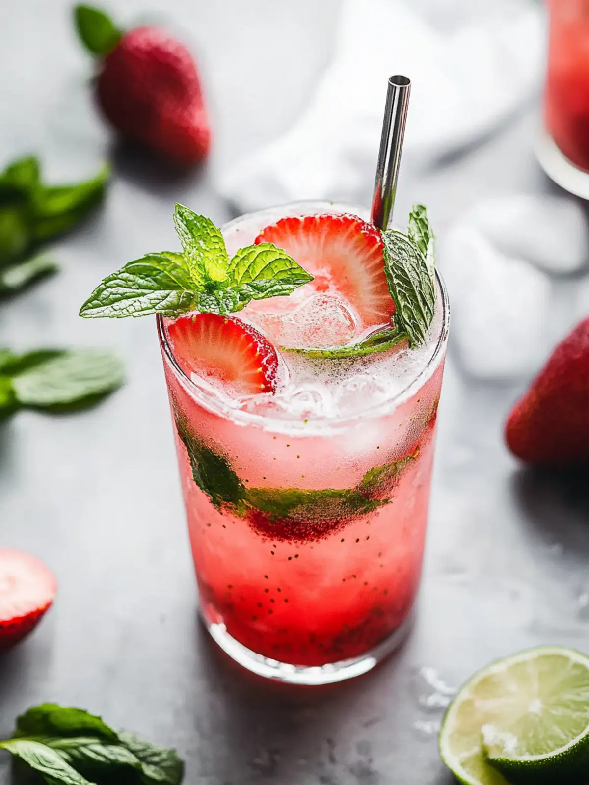Delightful Strawberry Mojito: Refreshing Summer Sip 2 Strawberry Mojito