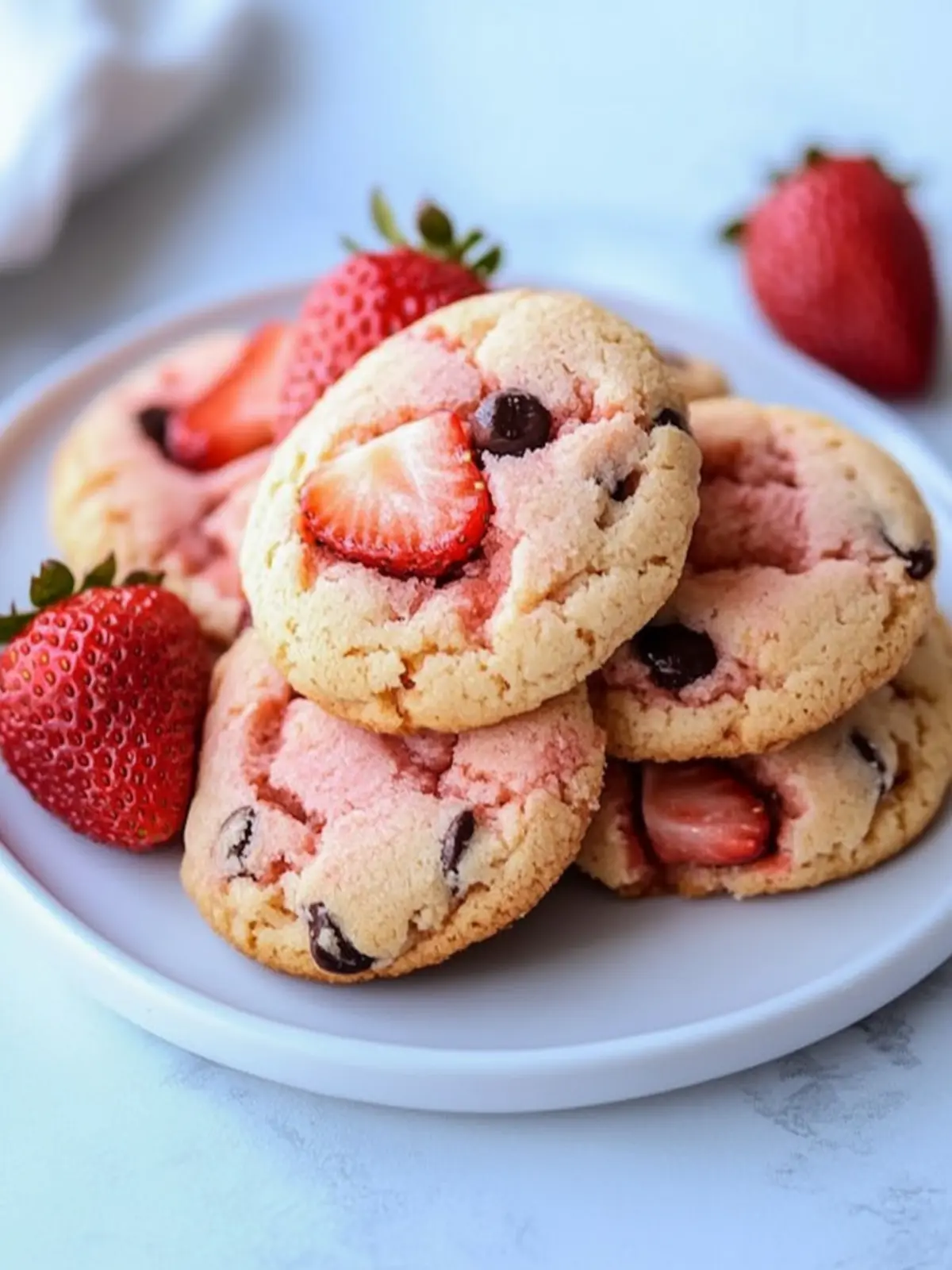Delicious Strawberry Cookies with Gooey Chocolate Chips 5 Strawberry Cookies