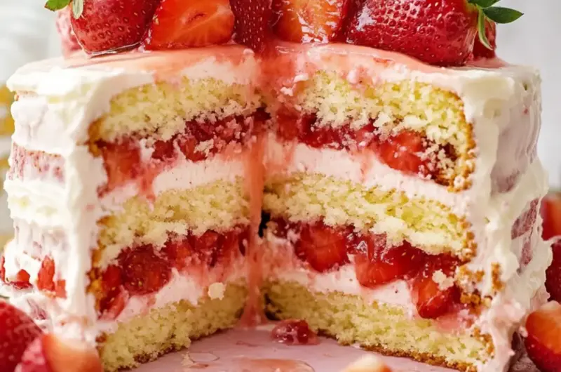Strawberry-Infused Vanilla Layer Cake