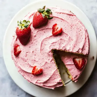 Delicious Homemade Strawberry Cake with Creamy Frosting 9 Homemade Strawberry Cake