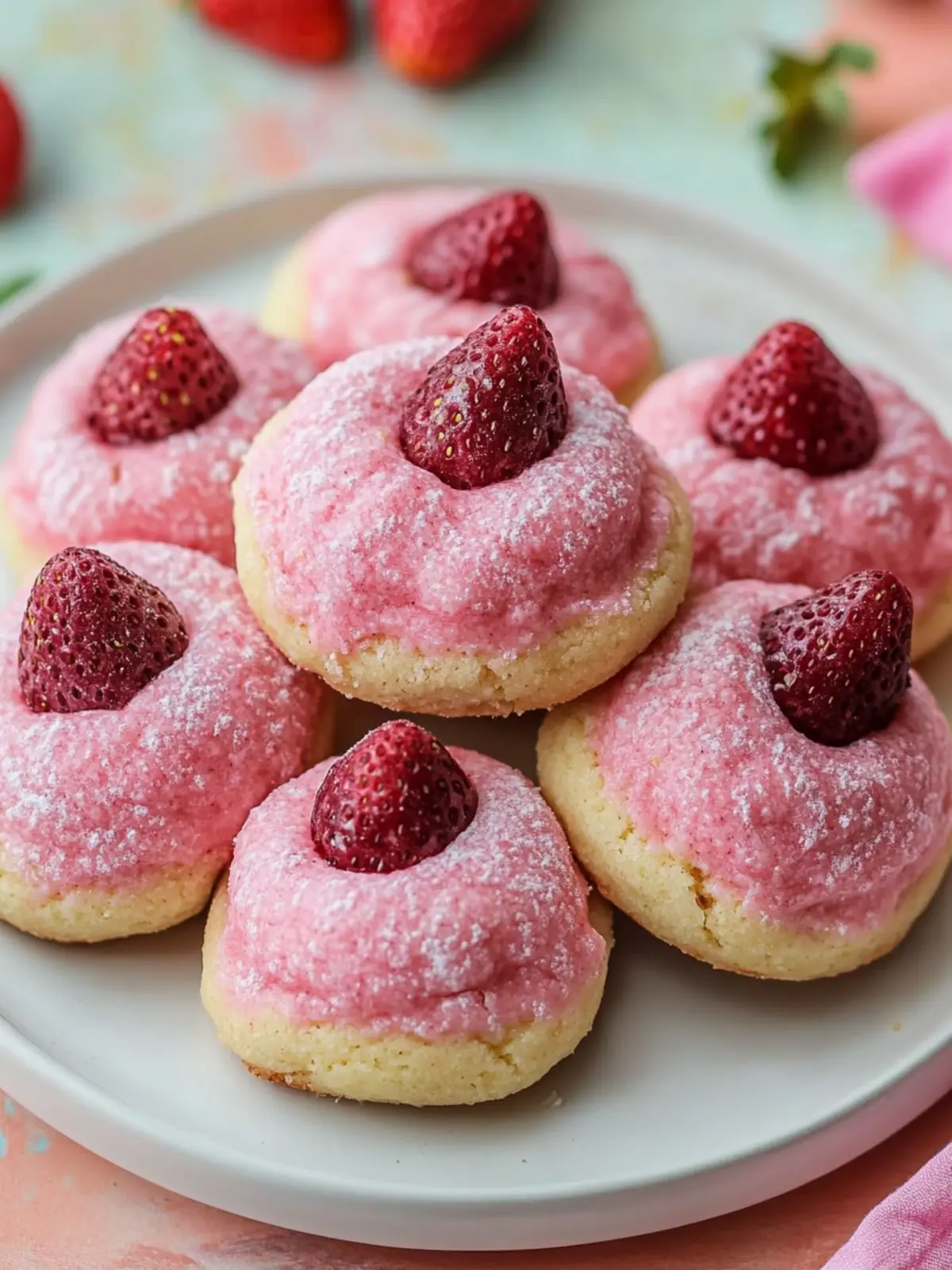 Deliciously Soft Strawberry Kiss Cookies with a Chocolate Heart 2 Strawberry Kiss Cookies