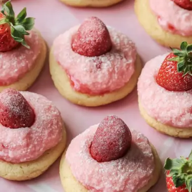Deliciously Soft Strawberry Kiss Cookies with a Chocolate Heart 10 Strawberry Kiss Cookies