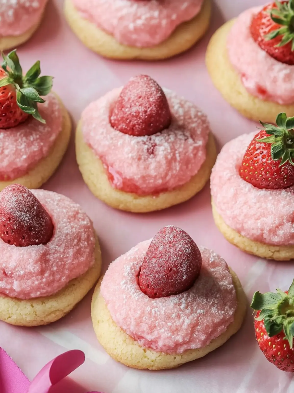 Deliciously Soft Strawberry Kiss Cookies with a Chocolate Heart 5 Strawberry Kiss Cookies