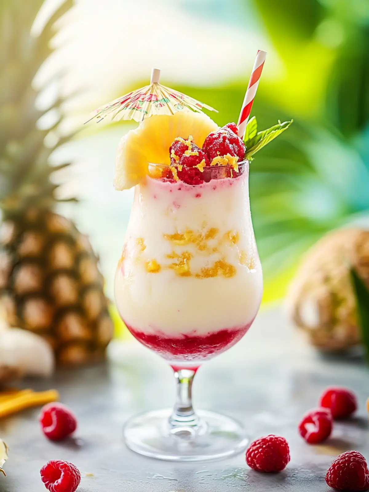Delightful Raspberry Piña Colada: Your Tropical Escape at Home 4 Raspberry Piña Colada