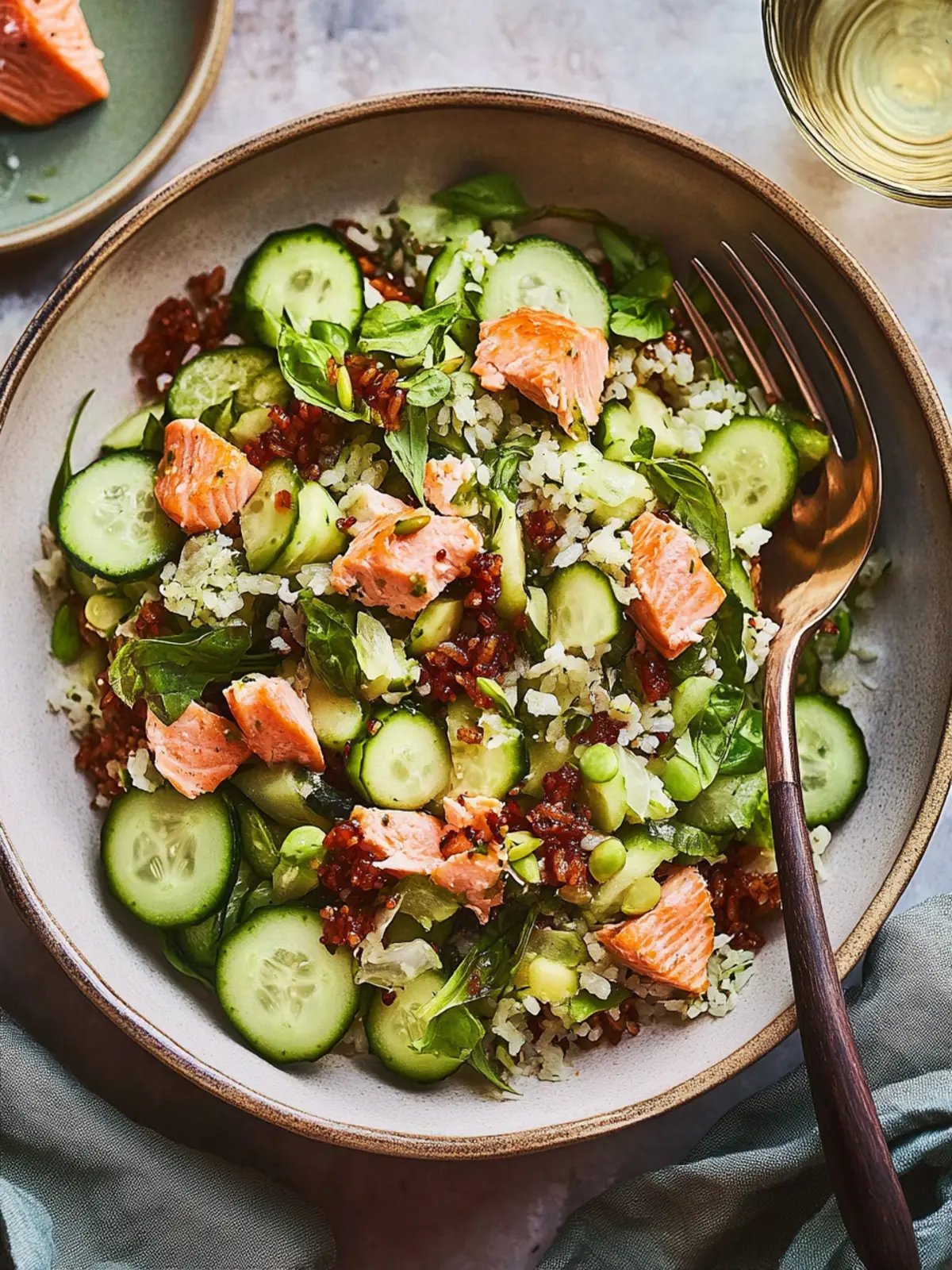 Crispy Rice Salmon Cucumber Salad for a Flavorful Meal Prep 2 Crispy Rice Salmon Cucumber Salad