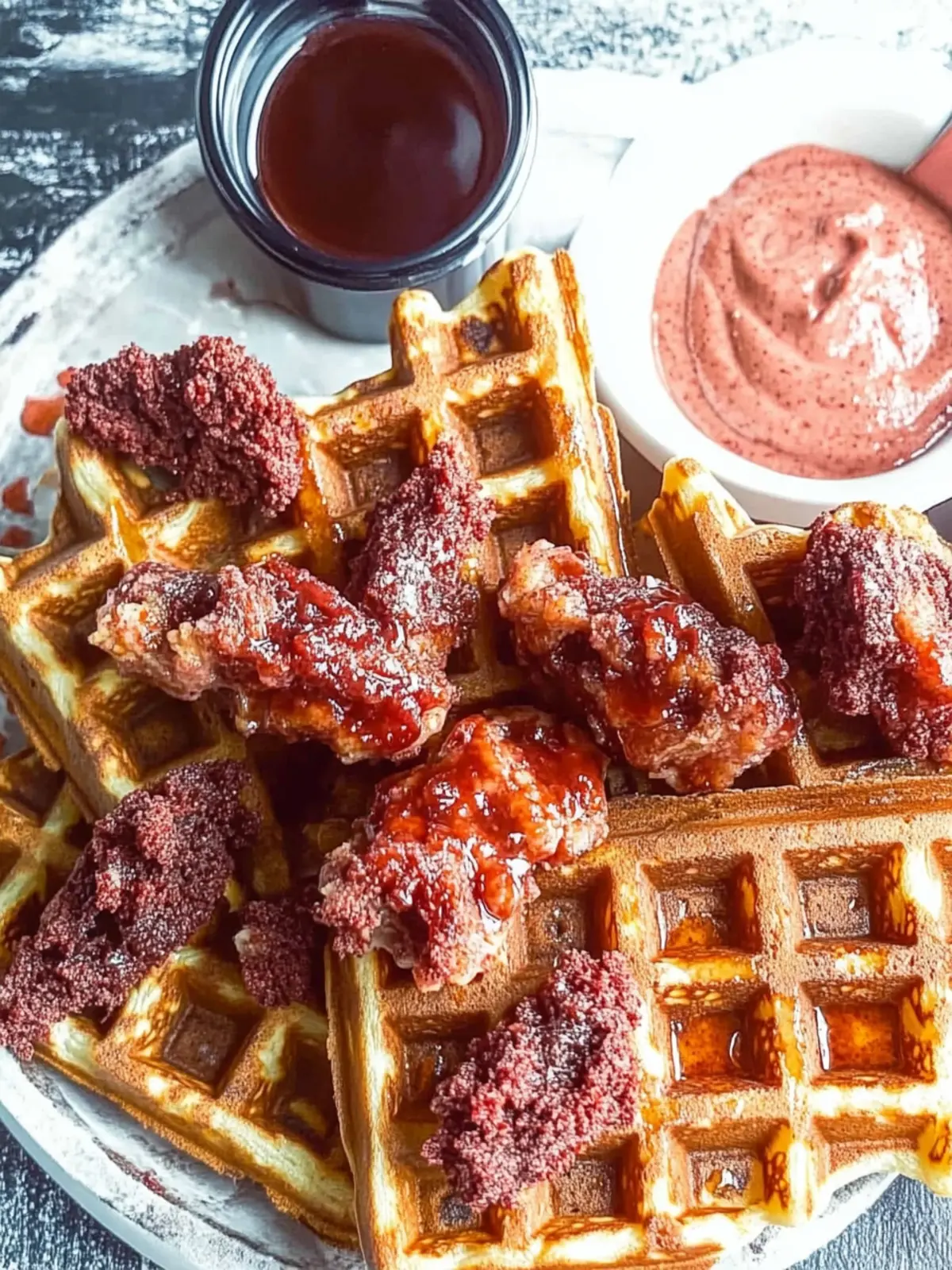 Red Velvet Waffles and Chicken for a Sweet Brunch Surprise 3 Red Velvet Waffles and Chicken