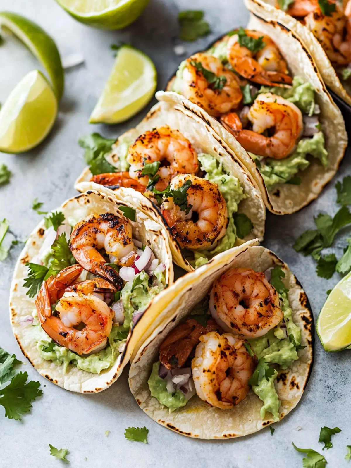 Spicy Shrimp Tacos with Creamy Cilantro Lime Twist 5 Shrimp Tacos