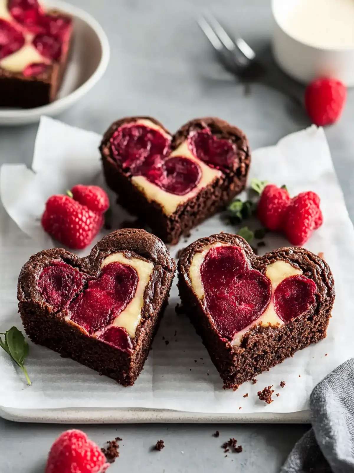 Irresistible Heart Shaped Brownies with Raspberry Swirl 4 Heart Shaped Brownies