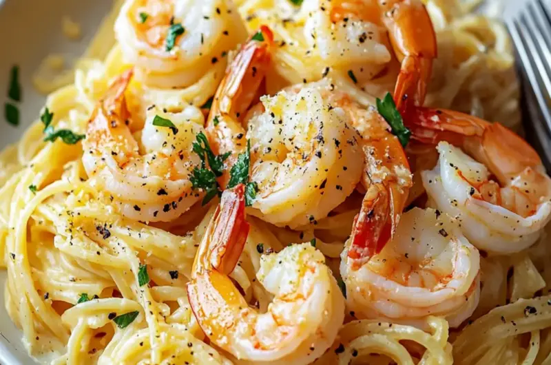 Shrimp Scampi Garlic Cream Pasta