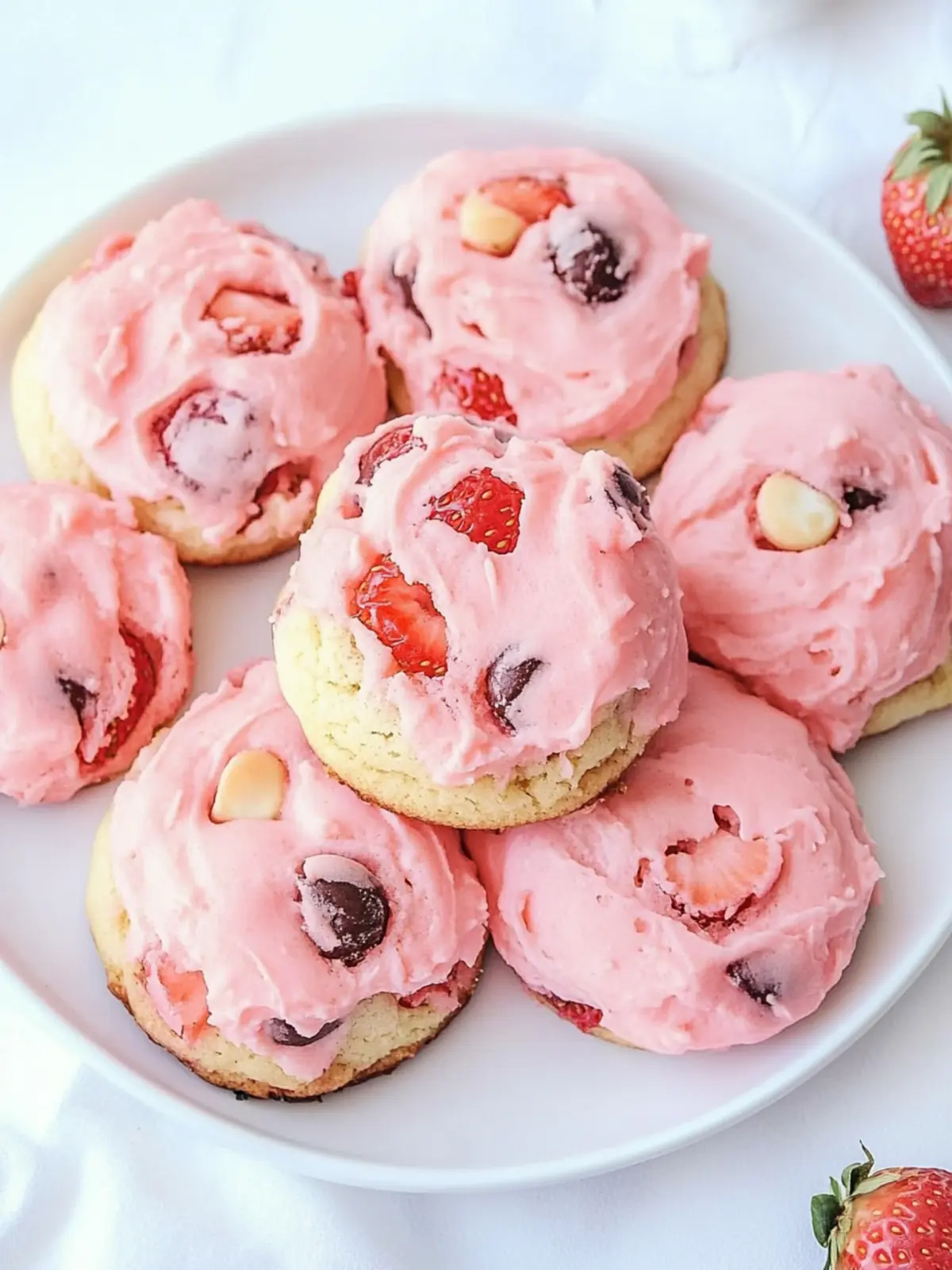 Delicious Strawberry Cookies with Gooey Chocolate Chips 4 Strawberry Cookies